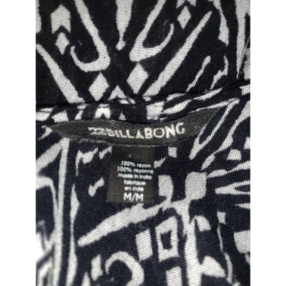 Billabong Sz MEDIUM Black White Scoop Back Flowy Blouse Tunic Top *VGUC - Picture 9 of 11